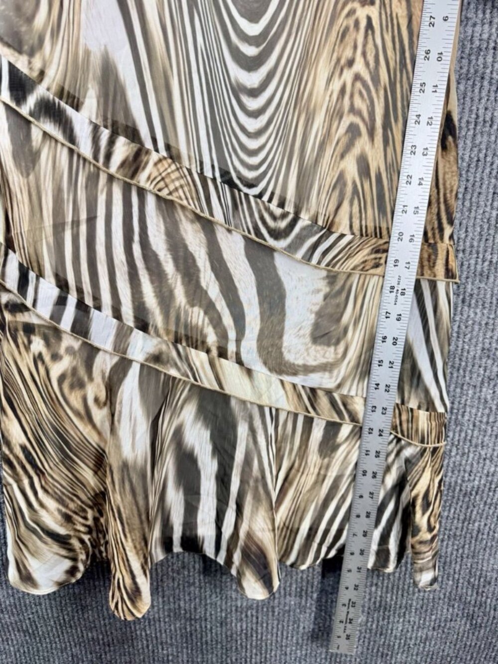 Frank Lyman Layered Animal Print Dress Womens 6 Tan Black Sheer Bell Sleeve NEW - Picture 10 of 11